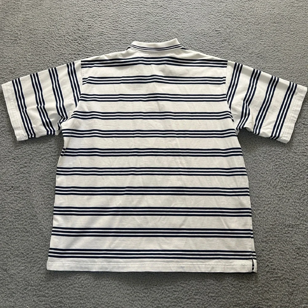 Polo Ralph Lauren Polo Shirt Mens XXL White Navy‎ Striped Snap Collared Preppy